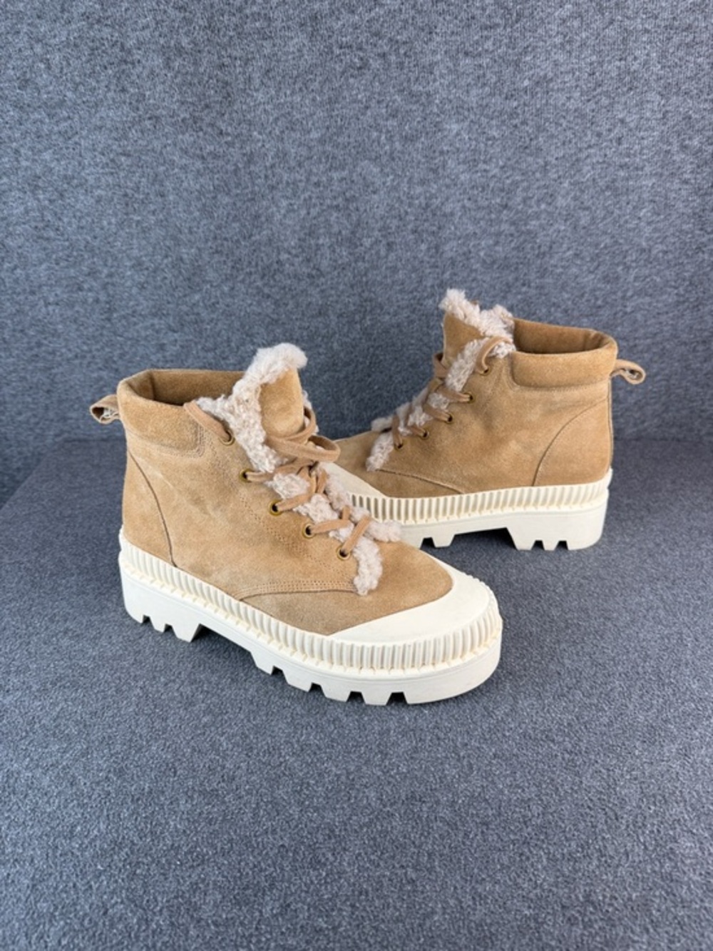 Rare Silent D Peato Women's Tan Suede Platform‎ Boots Size 8/8.5US|39 EU